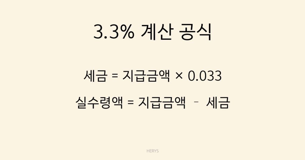 Herys 프리랜서 세금 3.3% 계산 방법 쉽게 이해하기