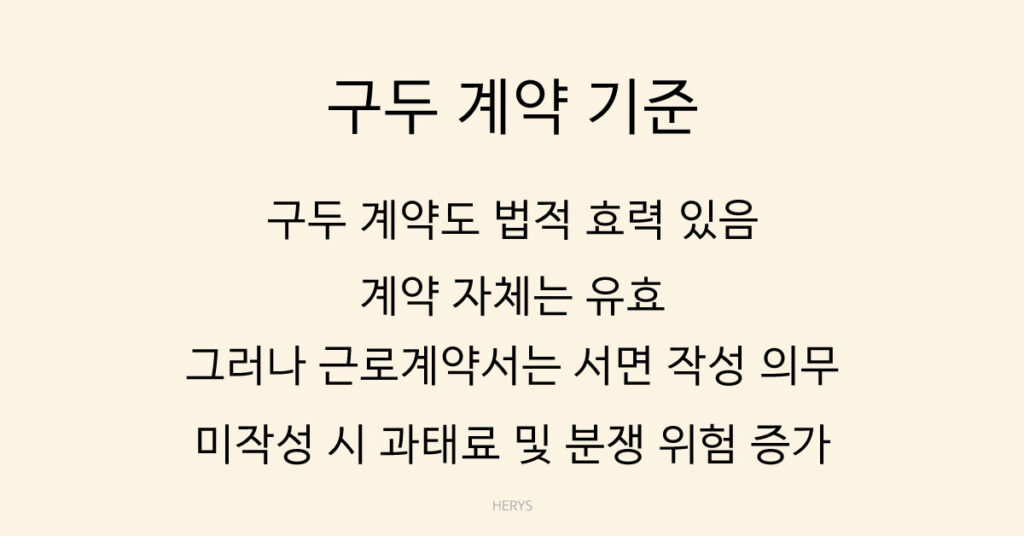 구두 계약 기준