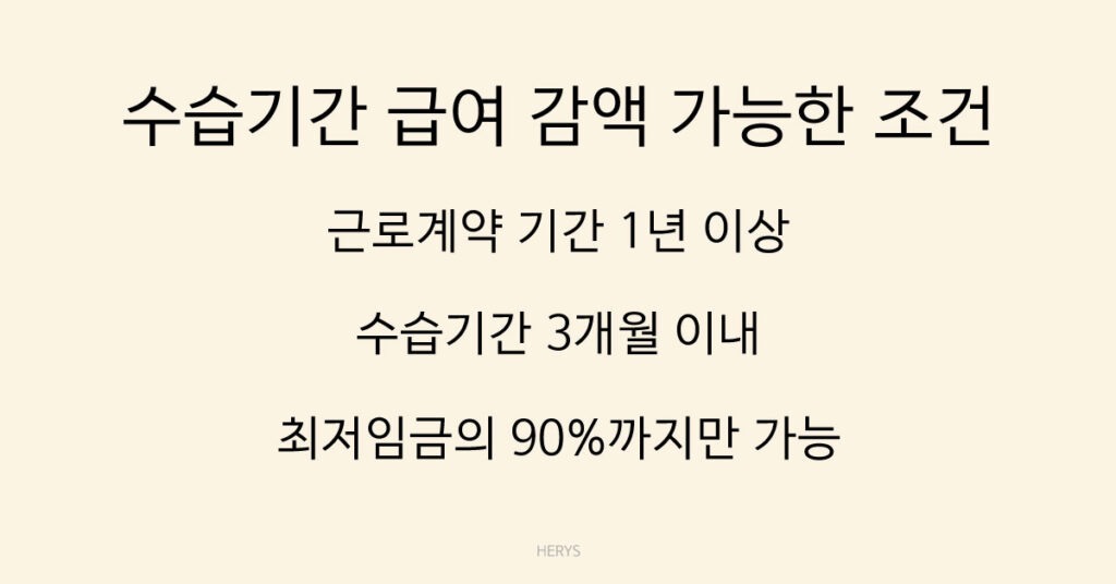 수습기간 급여 감액 가능한 조건