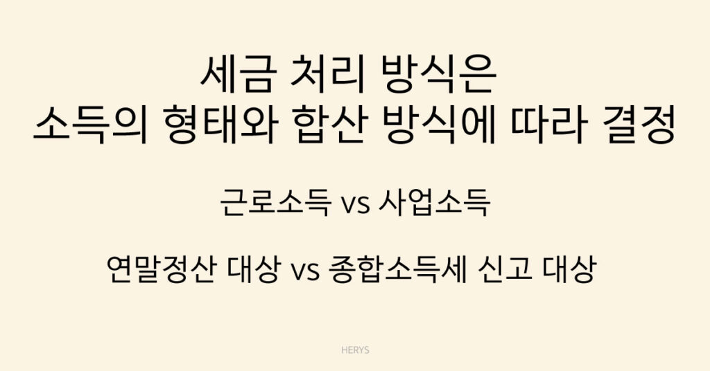 세금처리 방식과 소득 형태와 합산 방식