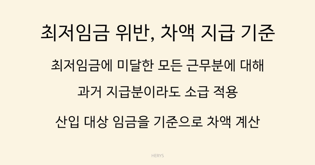 최저임금 위반, 차액 지급 기준