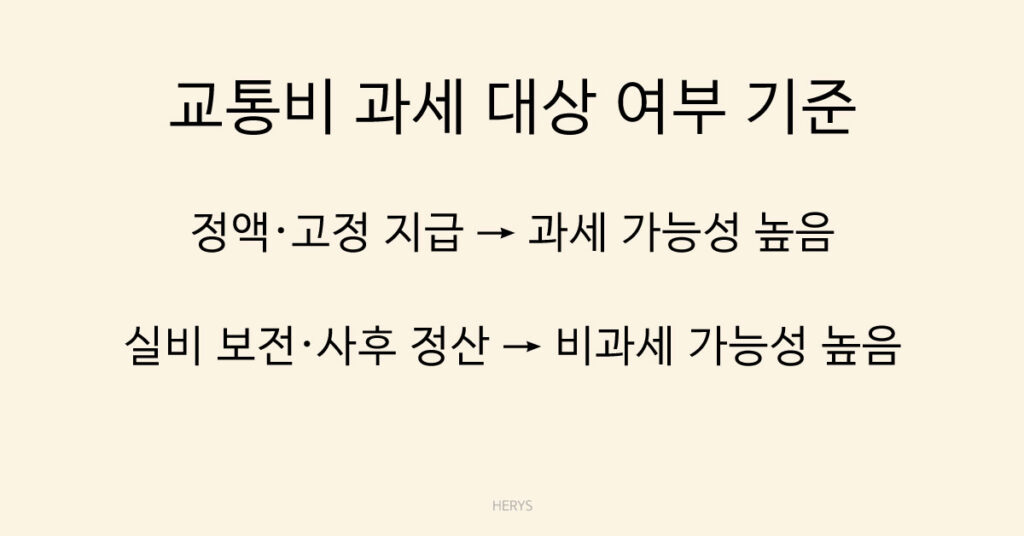 교통비 과세 대상 여부 기준
