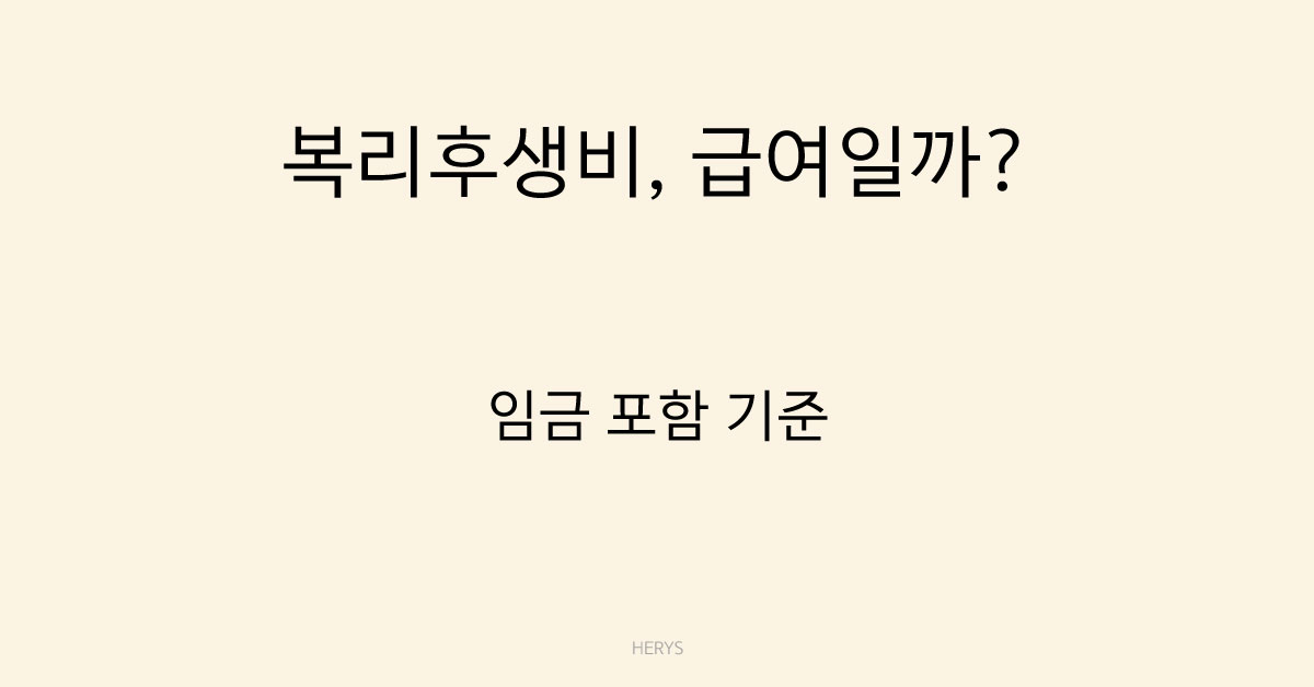 Herys 복리후생비는 급여일까 아닐까? 임금 포함 기준 정리